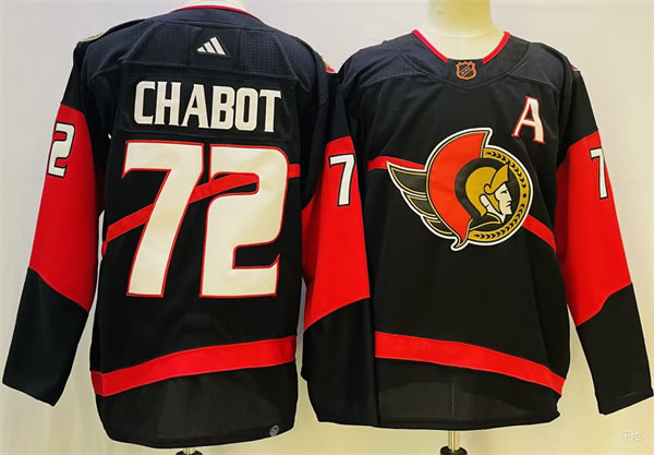 Men's Ottawa Senators #72 Thomas Chabot Black 2022 Reverse Retro Primegreen Jersey Men's Ottawa Senators #72 Thomas Chabot Black 2022 Reverse Retro Primegreen Jersey